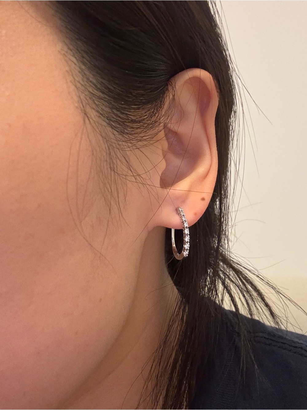 Natural Diamond Elongated Hoop earrings